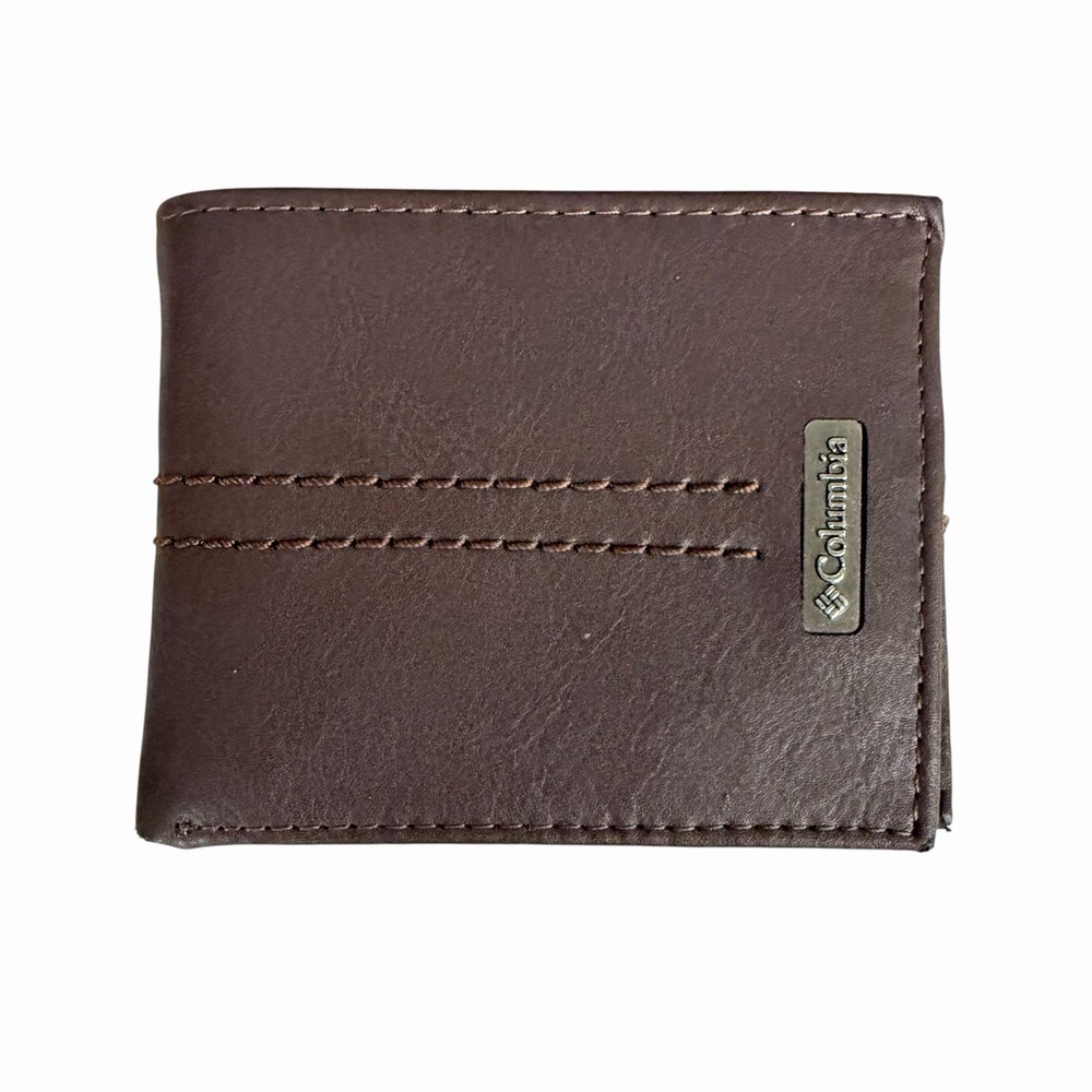 Columbia Men's Brown Leather Bifold Wallet RFID Credit Cards ID Minimalist
